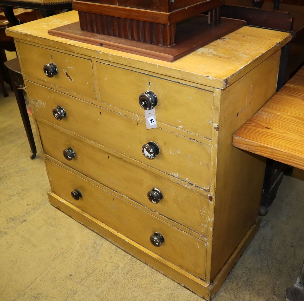 A Victorian painted pine chest of drawers, W.105cm, D.53cm, H.101cm
